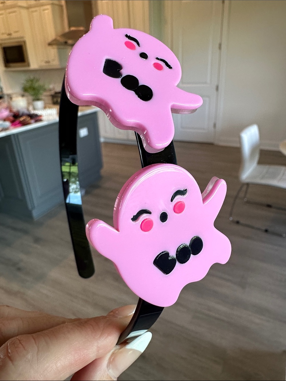 Pink Ghost Kids Headband with Bow Accents